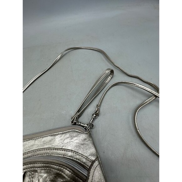 style & co faux leather cross body bag silver zippers cardholder inside 8x4.5" R - Picture 3 of 6